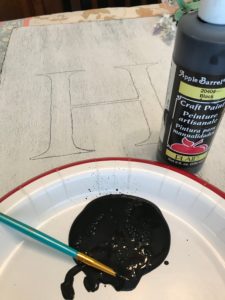 Acrylic Paint and brush for letters 